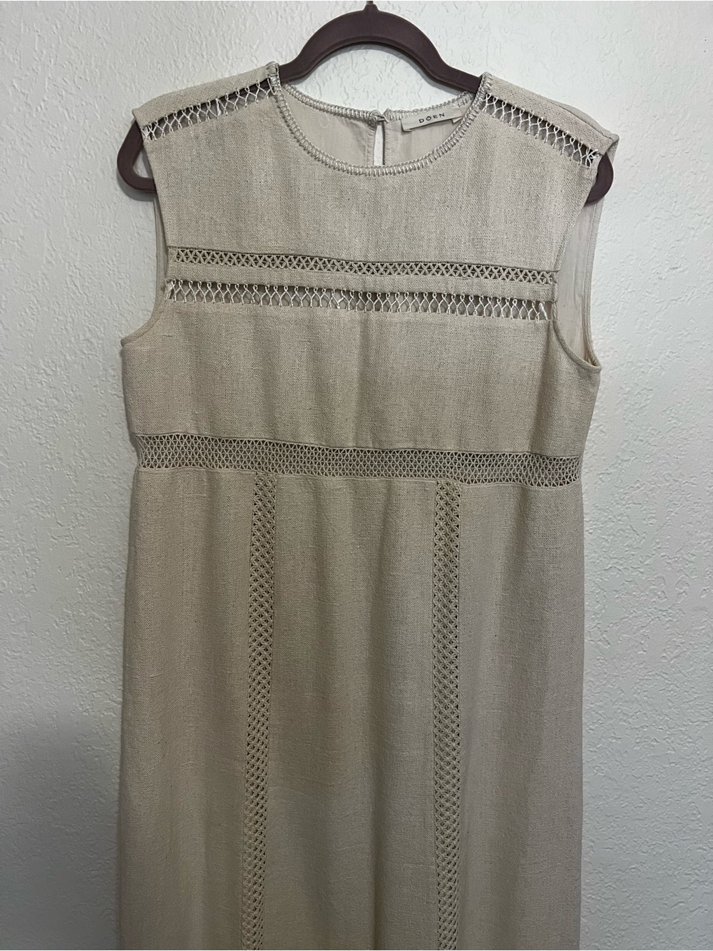 Doen 100% Silk Dress Medium Beige Linen - Picture 3 of 9